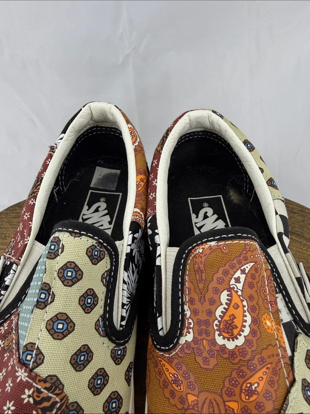 Vans Classic Tiger Patchwork Slip-On Loafers Sneakers, W 8.5, M 7
